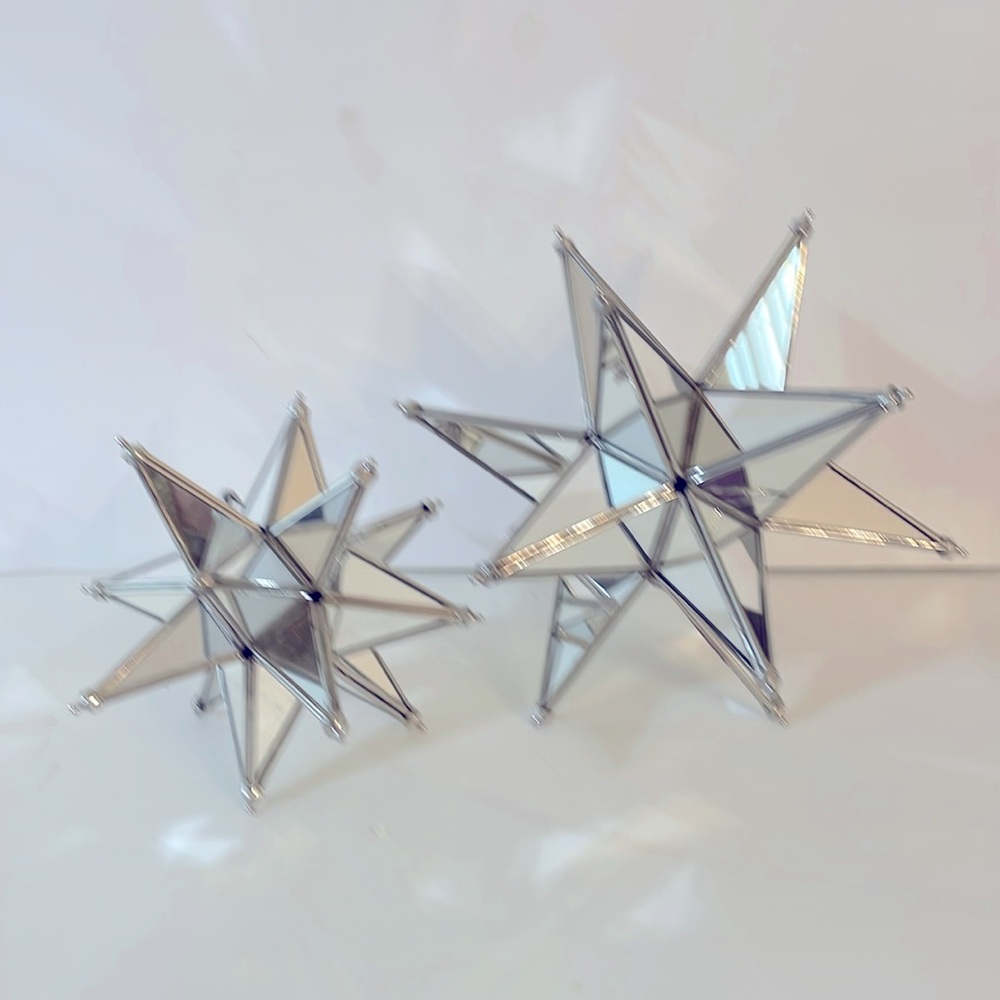 Mirrored Galaxy Stars  sculptures  
(Set of 2)
